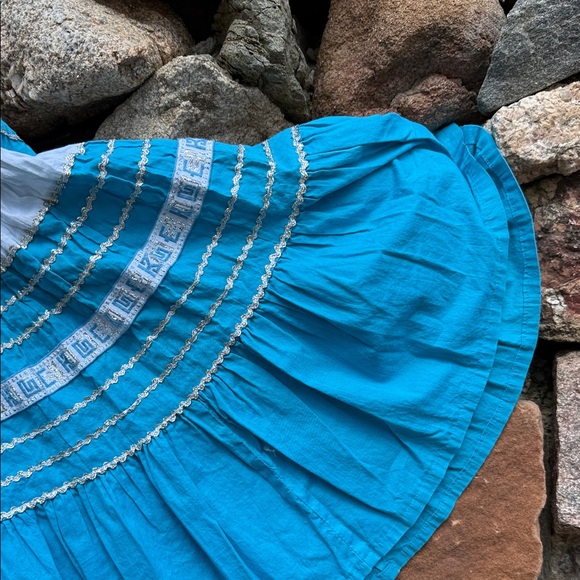 Vintage Vibrant Blue Full-Circle Retro Glam Square Dance Gypsy Midi Skirt - Picture 6 of 16